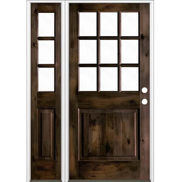 Krosswood Doors 30 in. x 80 in. Knotty Alder 2 Panel Left-Hand/Inswing Black Stain Wood Prehung Front Door