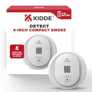 Compact Battery Powered 4 in Smoke Detector with Alarm LED Warning Light