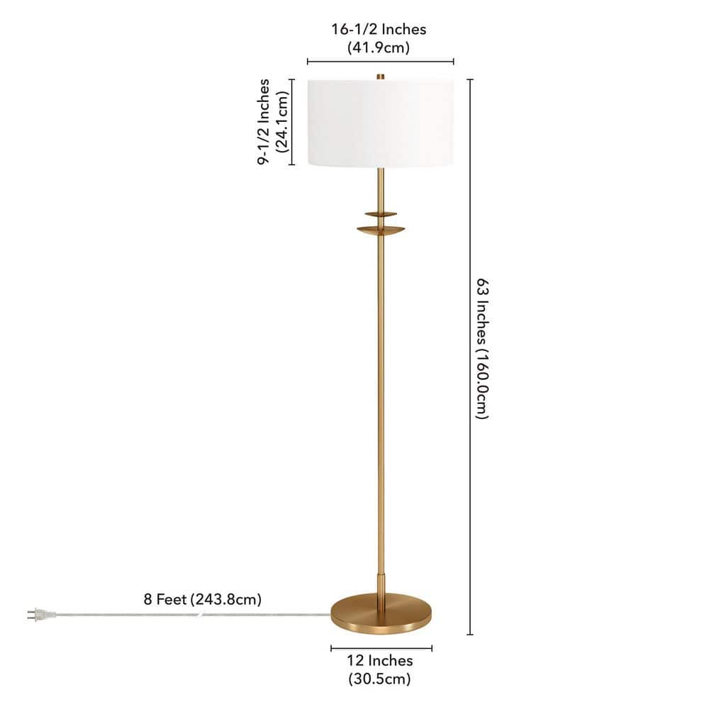 Elegant Minimalist 63" Brass Floor Lamp with Linen Shade