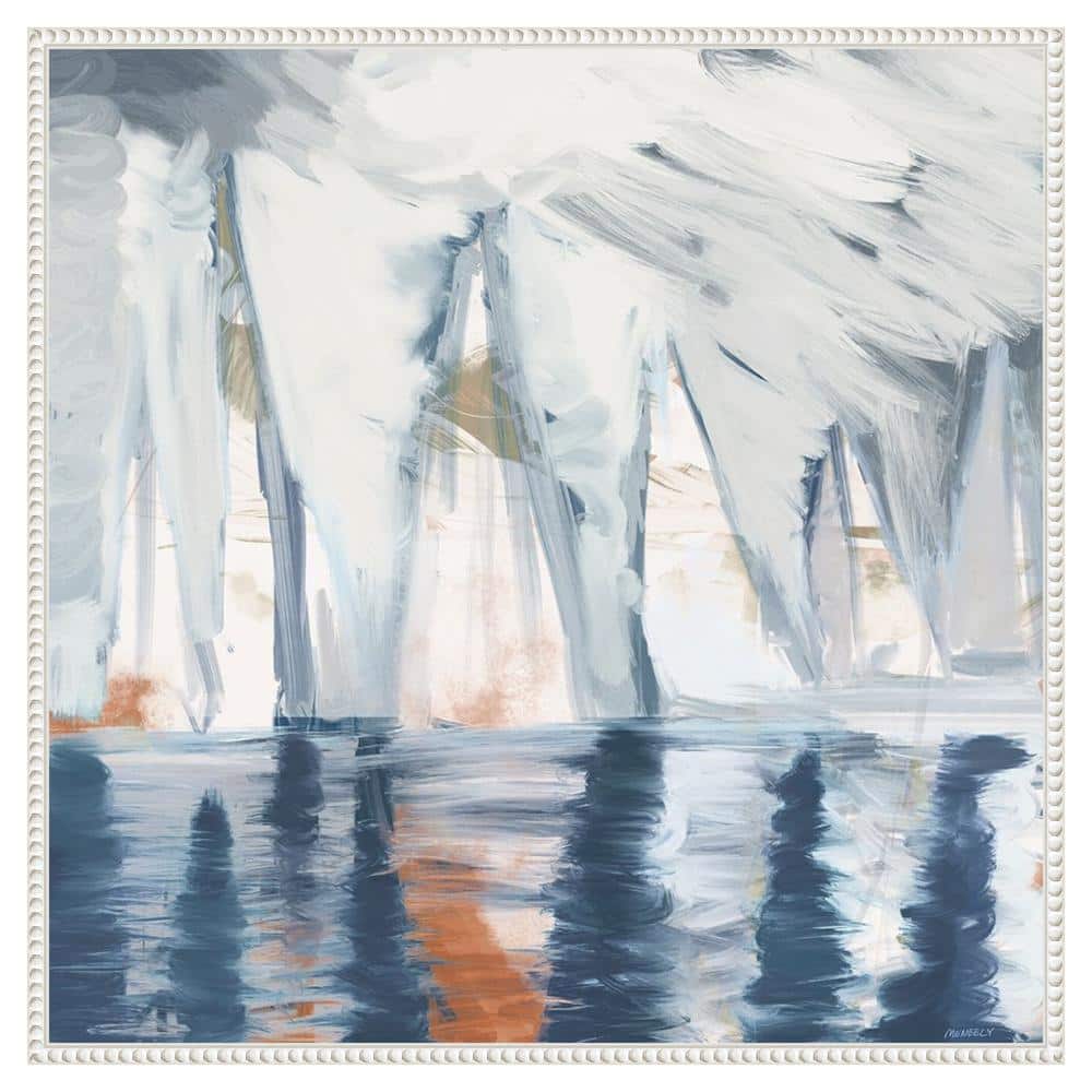 30"x30" Beaded Framed Abstract Coastal Canvas Wall Art