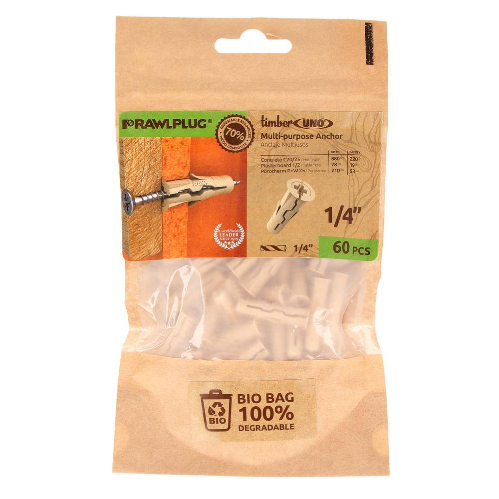 Uno Timber Multi-Purpose Drywall Anchors 1/4 19 lbs. (Bio Pack of 60) price history on PriceWatchPro
