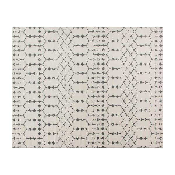 Carnegy Avenue 8' x 10' Ivory and Gray Geometric Style Modern Bohemian Design Area Rug