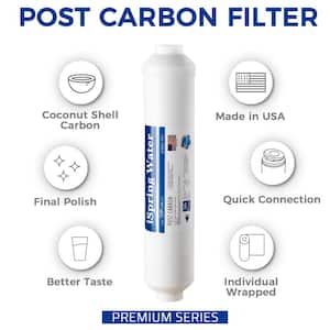 FT15US Premium Universal Inline Activated Post Carbon Replacement Water Filter Cartridge with Quick Connect Fittings