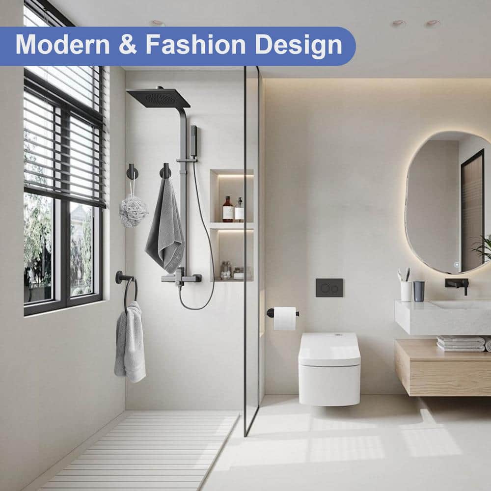 Matte Black Stainless Steel 4-Piece Bathroom Hardware Set