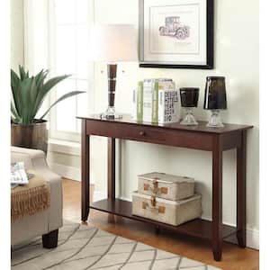 American Heritage 48 in. Espresso Standard Rectangle Wood Console Table with Drawers