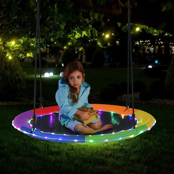 40 Inches Saucer Tree Swing for Kids and Adults-Multicolor | Costway