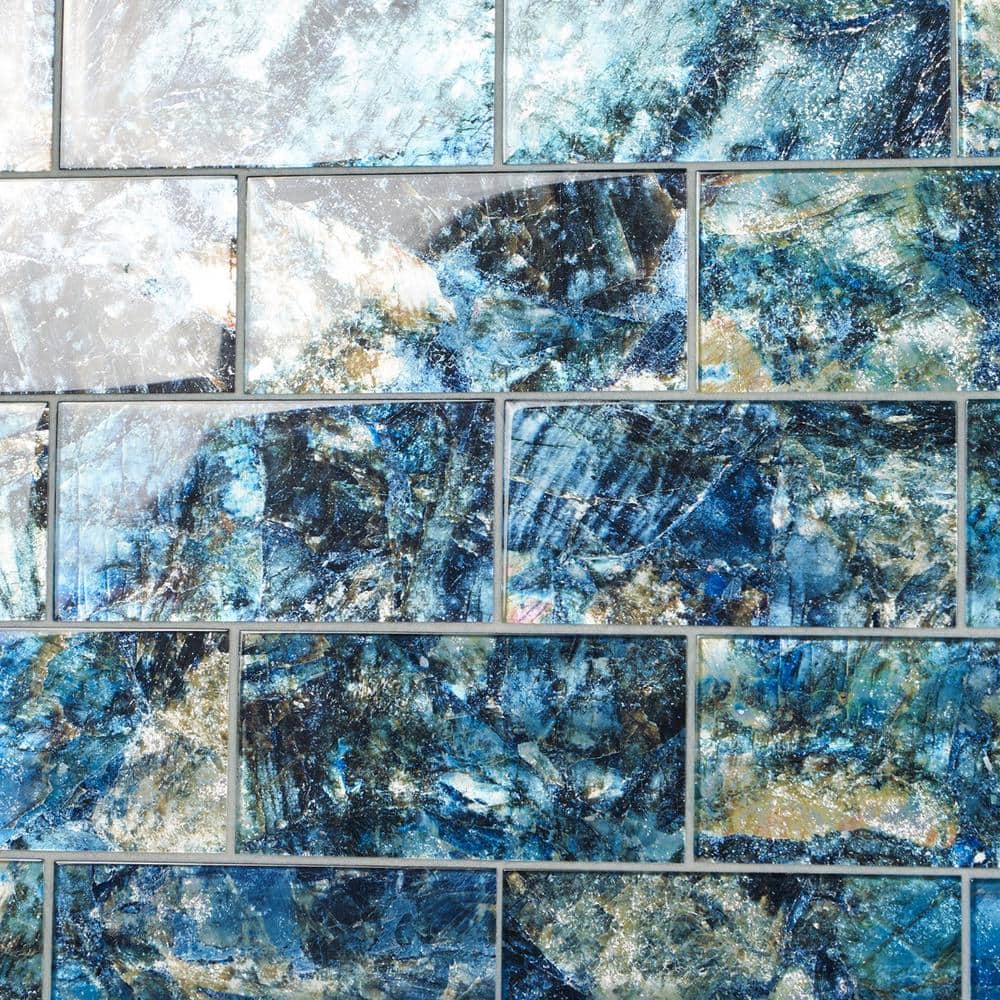 Astral Blue Polished Glass Rectangular Wall Tile