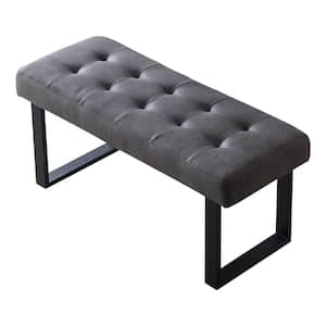 Modern Light Grey Dining Bench Backless with Metal Legs 49.2 in.(Light Grey)