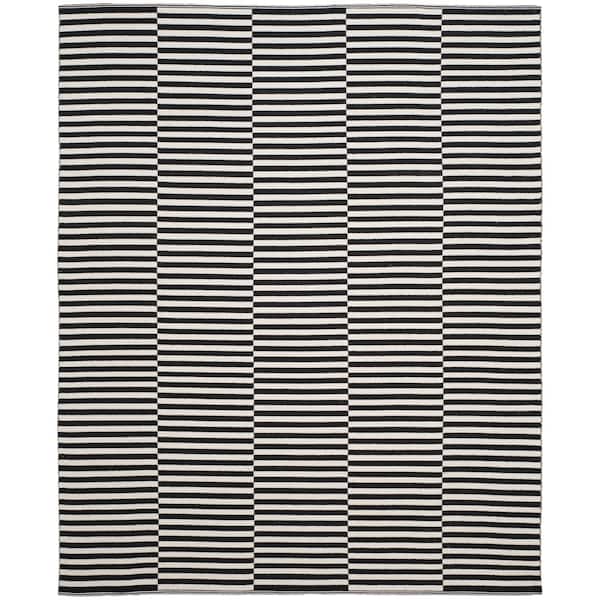 SAFAVIEH Montauk Ivory/Black 8 ft. x 10 ft. Striped Area Rug