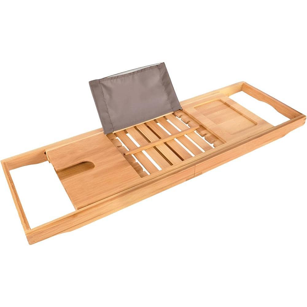 Tileon Extendable Bamboo Bathtub Caddy Tray with Adjustable Book Reading  Rack and Wine Holder AYBSZHD1413 - The Home Depot