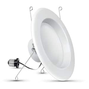 5/6 in. Integrated LED White Retrofit Recessed Light Trim Dimmable CEC Downlight Bright White 3000K, 36-Pack