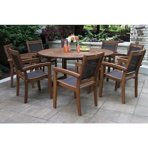 Stackable Eucalyptus and Sling Outdoor Dining Chair