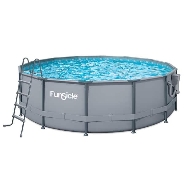 Funsicle Oasis 16 ft. Round 48 in. Deep Metal Frame Round Above Ground Swimming Pool with Pump