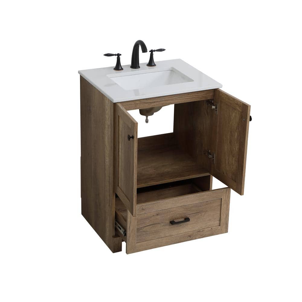 Natural Oak 24" Single Bathroom Vanity with Porcelain Sink