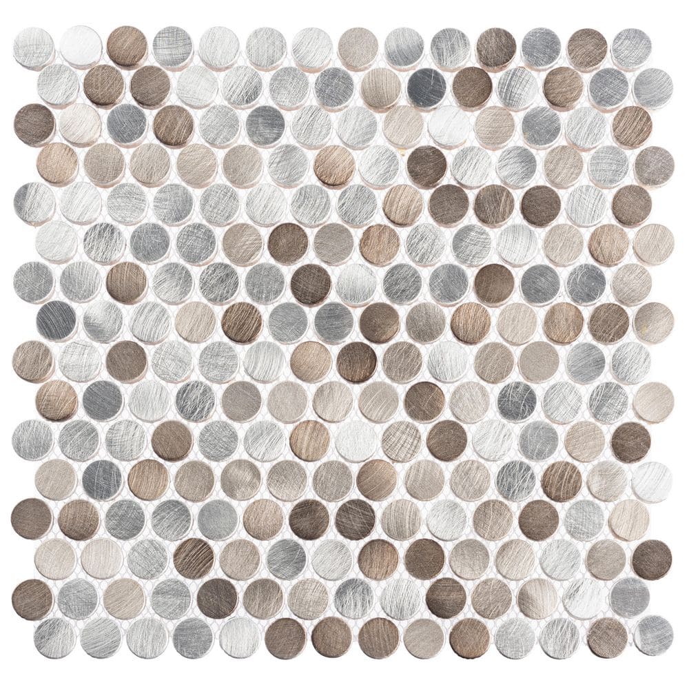Limelight Silver and Gold Metal Penny Round Mosaic Tile