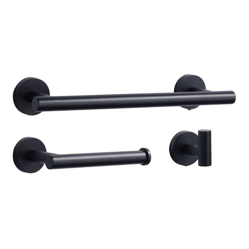 3-Piece Bath Hardware Set with Towel Bar, Toilet Paper Holder, and Robe Hook, Wall Mounted in Matte Black price history on PriceWatchPro