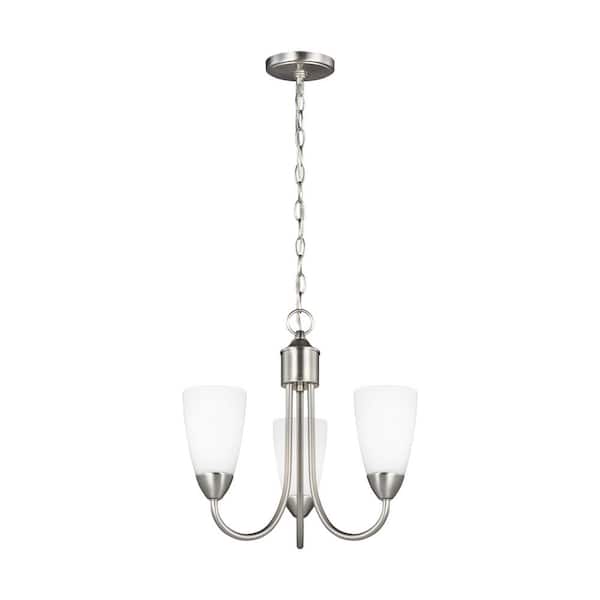 Generation Lighting Seville 3-Light Brushed Nickel Transitional Modern Hanging Chandelier