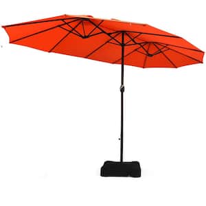 15 ft. Steel Market Patio Umbrella with Crank and Stand in Orange