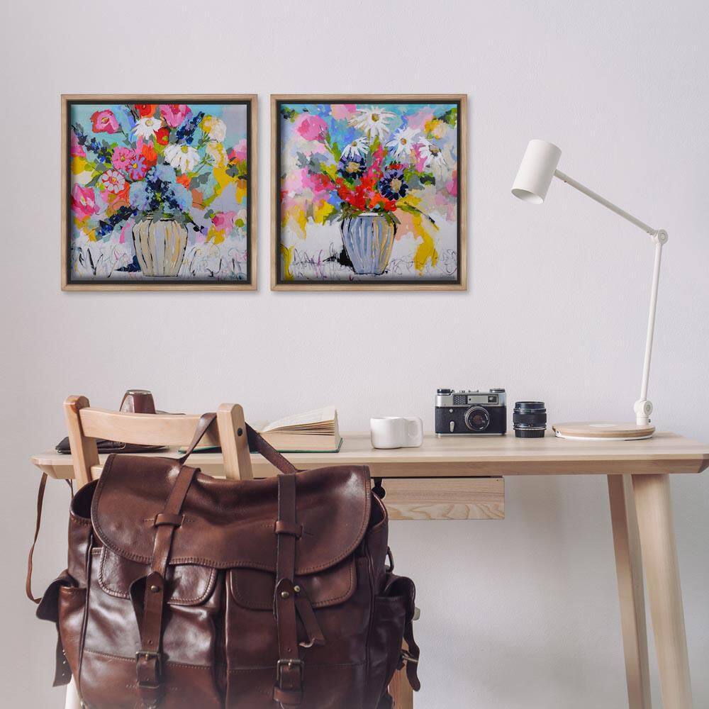 Vibrant Flower Vase Collection by Joan Curtis 2-Piece Brown Floater Frame Nature Graphic Art Print 18 in. x 18 in. price history on PriceWatchPro