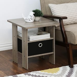 French Oak Grey and Black Storage End Table