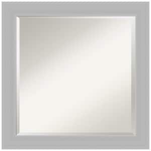 Brushed Sterling Silver 24 in. x 24 in. Beveled Square Wood Framed Bathroom Wall Mirror in Silver