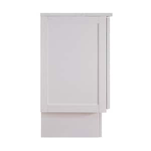 Madrid White Wooden Frame Queen Size Cabinet Murphy Bed with storage drawer W 64 in. x D 23 in. x H 43 in.