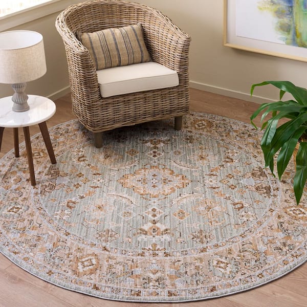 SAFAVIEH Vintage Westwood 6 ft. x 6 ft. Green/Beige Brown Medallion ...