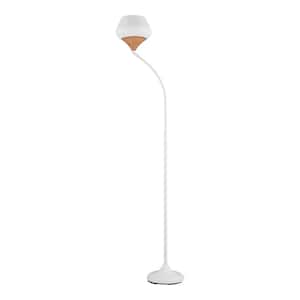 Turin 62 in. White and Wood Grain Floor Lamp