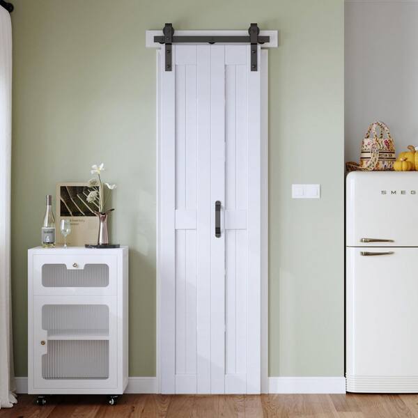 easelife 24 in. x 84 in. Solid Core White Finished MDF Wood Bi-Fold Door with Hardware Kit