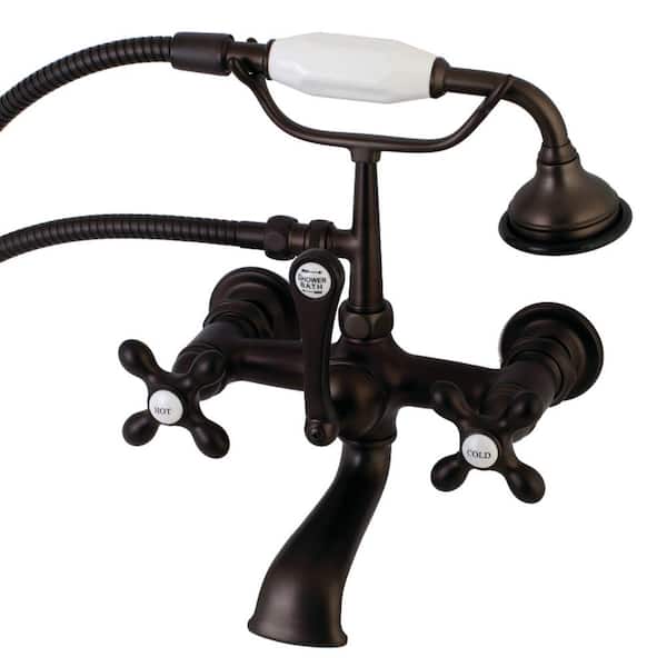 Kingston Brass Vintage 7 in. Center 3-Handle Claw Foot Tub Faucet with Handshower in Oil Rubbed Bronze