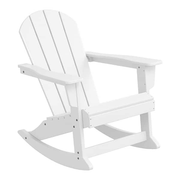 WESTIN OUTDOOR Laguna Fade Resistant Outdoor Patio HDPE Poly Plastic Adirondack Porch Rocking Chair in White