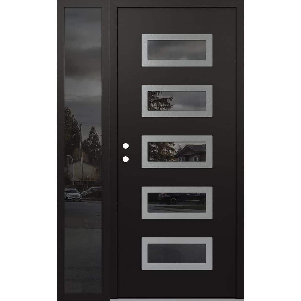 D1 50 in. x 80 in. Silver P Right-Hand/Inswing Mirrored Glass Black/Black Sidelite Steel Prehung Front Door price history on PriceWatchPro