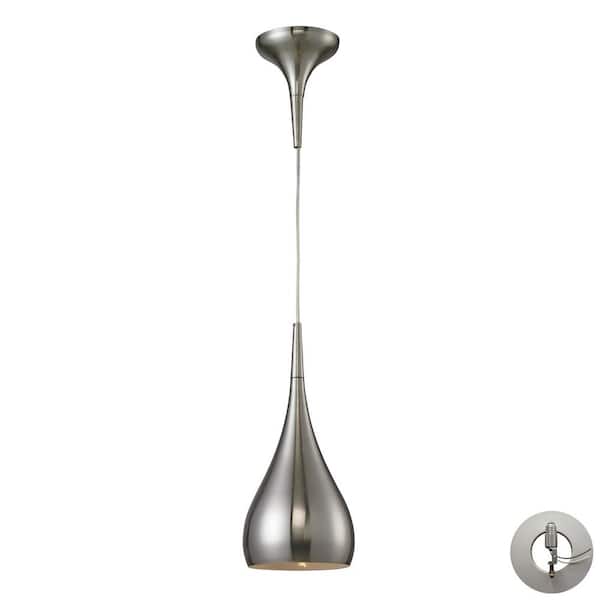 Titan Lighting Laton 1-Light Satin Nickel Mini Pendant Light with Glass Shade