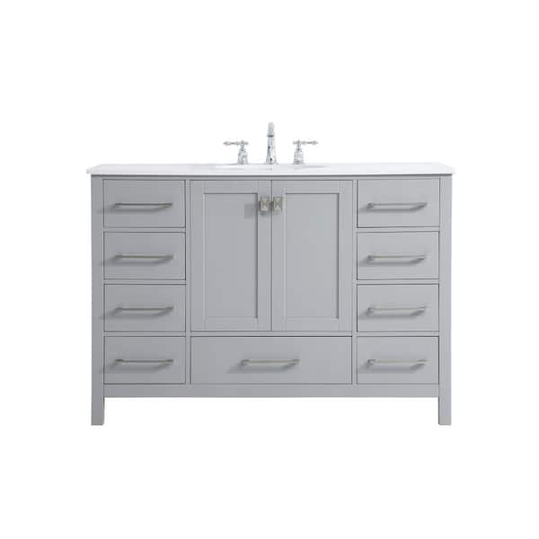 Unbranded Simply Living 48 in. W x 22 in. D x 34 in. H Bath Vanity in Gray with Calacatta White Engineered Marble Top