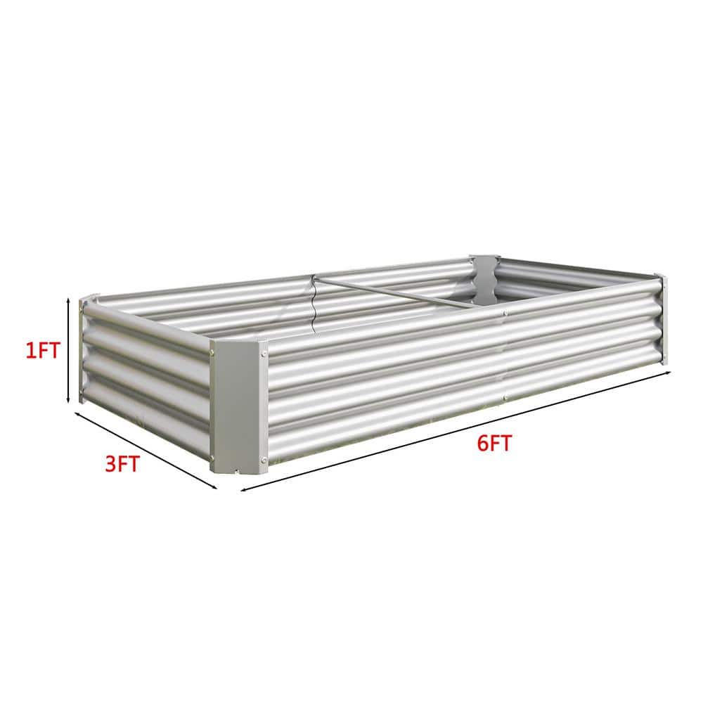 Raised Garden Bed Outdoor, 6x3x1ft, Metal Raised Rectangle Planter Beds for