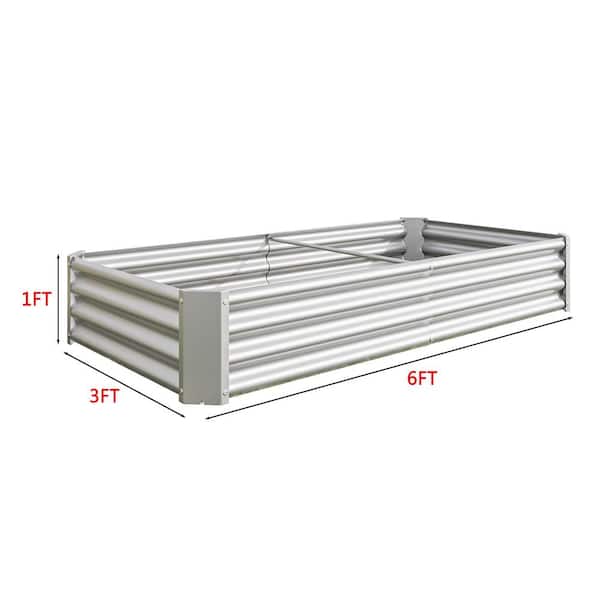 Unbranded Raised Garden Bed Outdoor, 6x3x1ft, Metal Raised Rectangle Planter Beds for Plants, Vegetables, and Flowers - Silver
