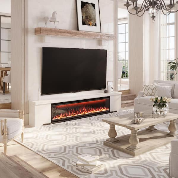 sumyeg 74 in. Wall-Mounted and Recessed Electric Fireplace in