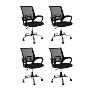 Upholstery Adjustable Height Ergonomic Standard Chair in Black - Set of 4