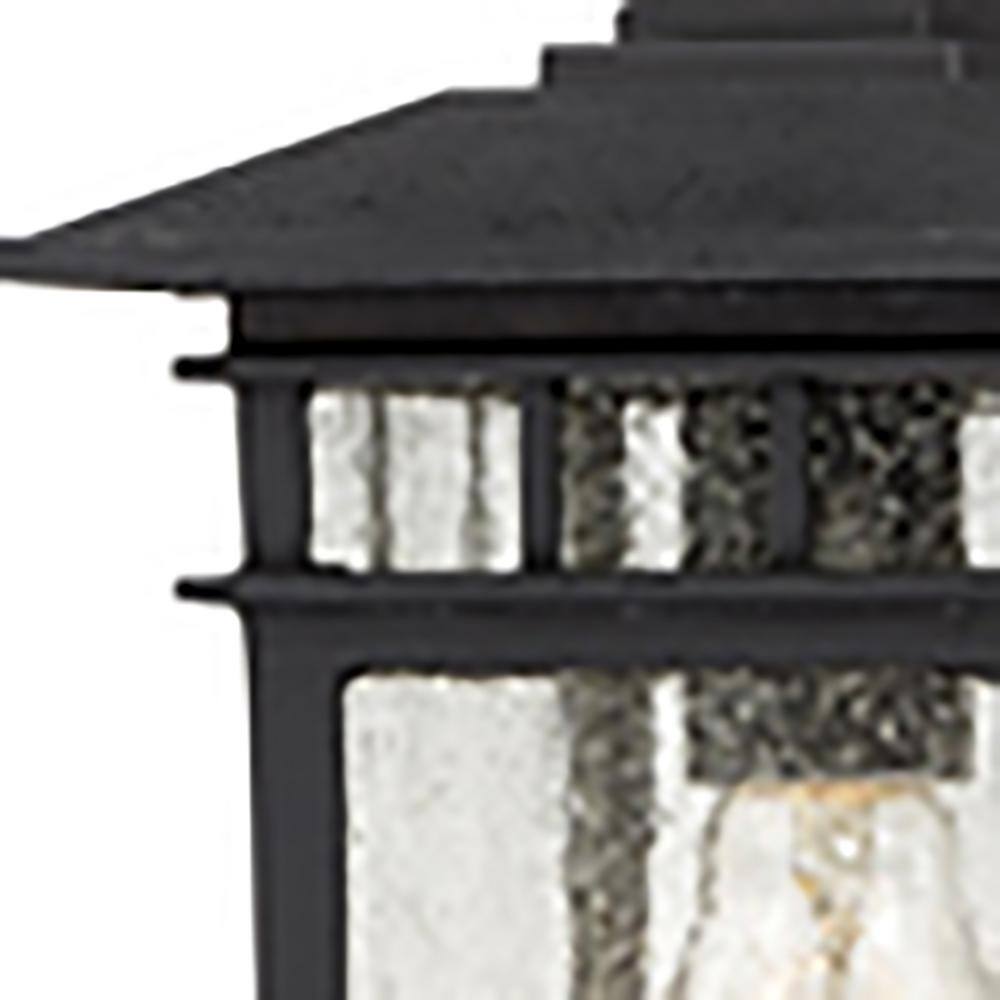 Textured Black 12" Outdoor Hanging Lantern with Seeded Glass