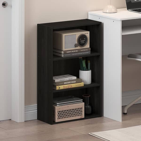 Basic 26 in. Tall Espresso Wood 3-Shelf Bookcase with Open Shelf
