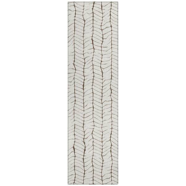 Chantille Machine Washable Indoor/Outdoor Abstract ACN3038 Ivory 2 ft. x 7 ft. Runner Rug