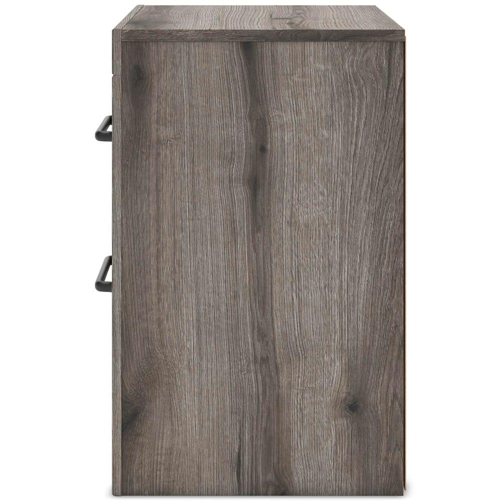 Weathered Gray Rustic 2-Drawer Nightstand with USB Ports