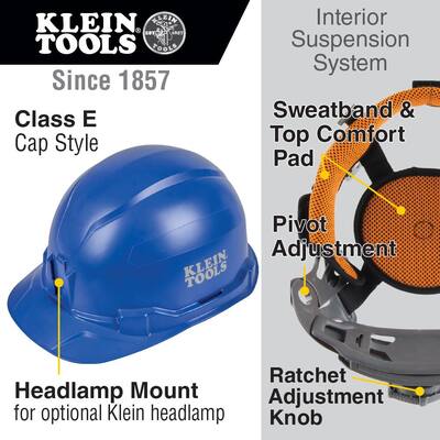 Blue Hard Hat, Non-Vented, Cap Style