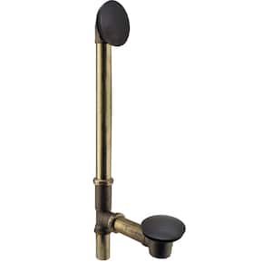 Illusionary 17-Gauge Brass 22-1/2 in. Bath Waste and Overflow with Full Cover Tip-Toe Drain in Antique Bronze