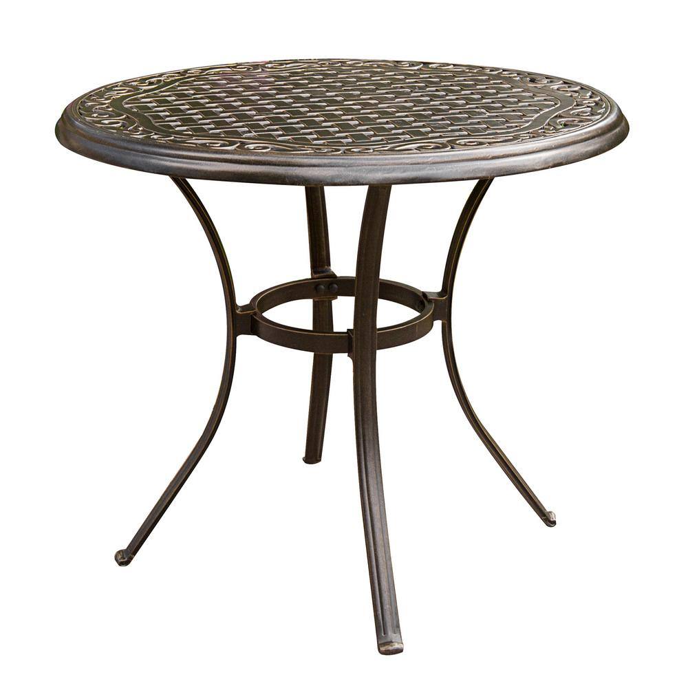 Bronze and Blue Aluminum 3-Piece Swivel Bistro Set
