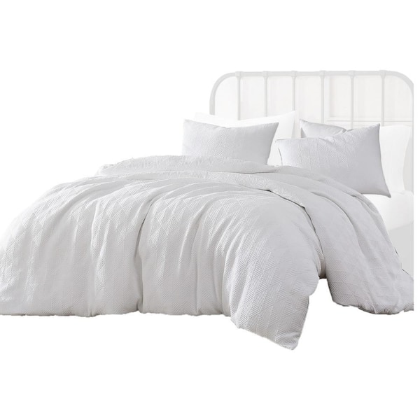 Benjara Max 4- Piece White Solid Print Cotton Queen Comforter Set