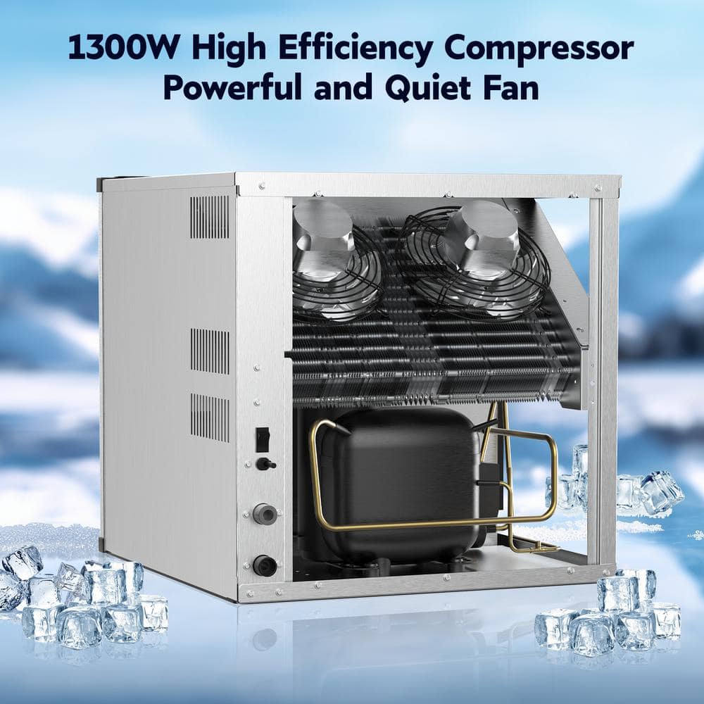 Commercial Silver Stainless Steel Freestanding Ice Maker with 450 lb Daily Production