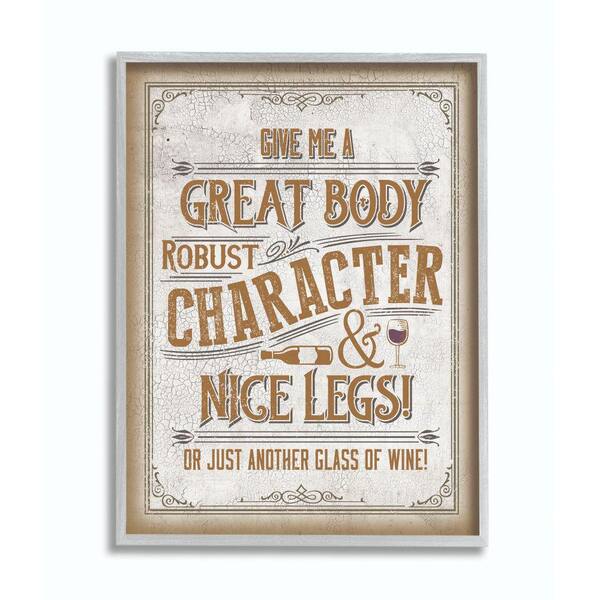 Stupell Industries "Great Body Wine Sign Funny Word Design" by Retrorocket Studio Framed Wall Art
