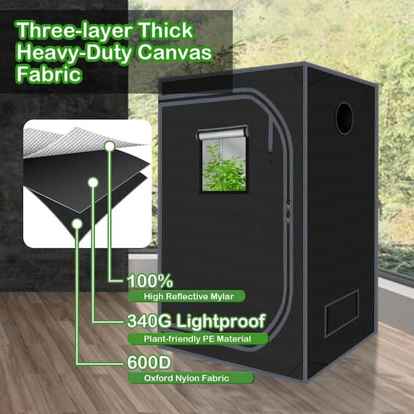 3 ft. x 3 ft. Mylar Grow Tent 36 x 36 x 72 Reflective Grow Tent