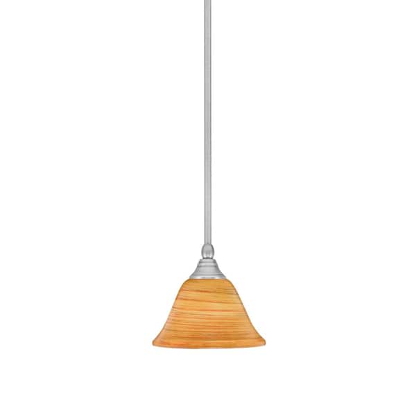 Unbranded Sparta 100-Watt 1-Light Brushed Nickel Shaded Pendant Light Mini Pendant with Firre Saturn Glass and No Bulb Included